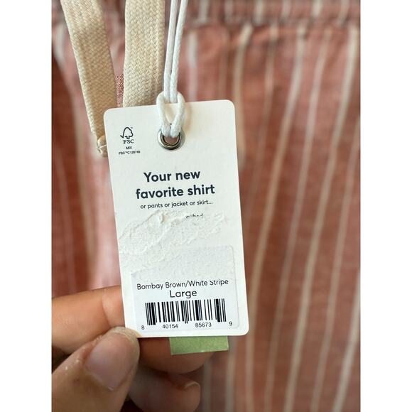 NWT Marine Layer Hi-Rise Beach Shorts Bombay Brown White Stripe Womens Sze Large - Picture 9 of 12